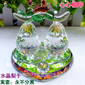 2015 colorful mini crystal double pear,all glass double pear model for decoration fruit model